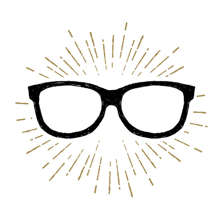 Hand drawn eye glasses textured vector illustration.のイラスト素材