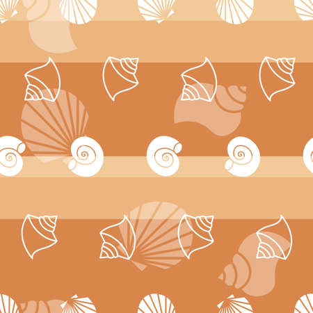 Vector seashells and stripes seamless pattern background. Surface pattern design.のイラスト素材