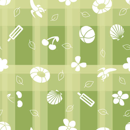 Vector summer green chequered seamless pattern background. Surface pattern design.のイラスト素材