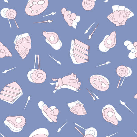 Pastel spring purble and pink seamless pattern.のイラスト素材
