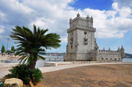 view of Belem Tower, one the most famous landmark in the city of Lisbon (Portugal)のeditorial素材