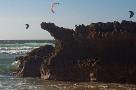 Portugal beach landscape summer vacation height stonesの写真素材