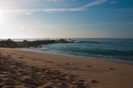 Beach sand in the October sky warm evening recreation landscape beauty
