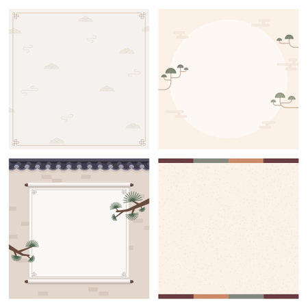 a collection of traditional Chuseok templatesのイラスト素材