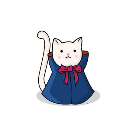 A little cute vampire cat, cute cat, vampire cat, cut ilustration, cute animalのイラスト素材