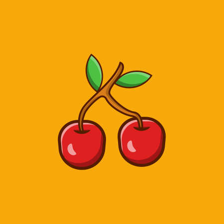 cherry illustration, cherry vector isolated, cherry vector simple styleのイラスト素材