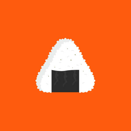 onigiri illustration with topping seaweed. Onigiri vector illustration flat design style, japan food illustrationのイラスト素材