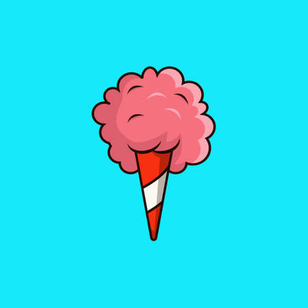 cotton candy illustration on a blue background, cotton candy vector illustration isolated design with flat styleのイラスト素材