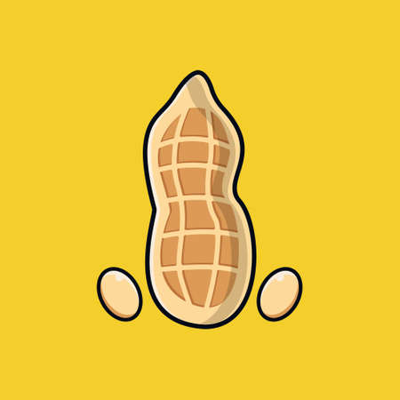 peanut illustration with simple style with line, peanut vector isolated designのイラスト素材