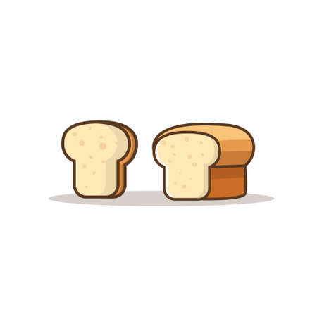 bread illustration with simple style, bread icon, sliced bread, bread vector, bread isolated designのイラスト素材