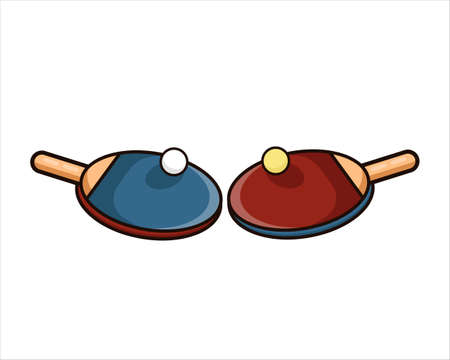 two racket table tennis different colors illustration, table tennis icon, tennis vector, racket tennis isolated design on white backgroundのイラスト素材