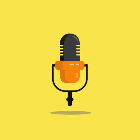 microphone illustration with simple style on yellow background. microphone isolated design, mircophone vectorのイラスト素材