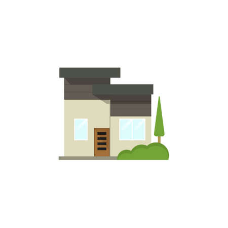 simple modern house illustration on white background, house vector design isolatedのイラスト素材