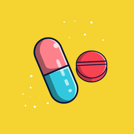 drug capsule and pill illustration, drug icon, drug vector, drug isolated design