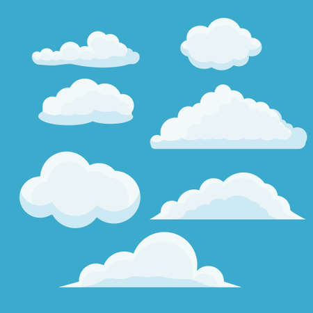 vector cloud set collection isolated design, cloud iconのイラスト素材