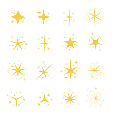 vector icon illustration shiny stars, sparkle stars, glitter starsのイラスト素材