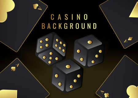 casino background with gold playing card and gold diceのイラスト素材