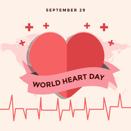 world heart day illustration with on map world backgroundのイラスト素材