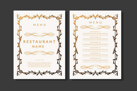 simple restaurant menu with floral border vector design template. floral borderのイラスト素材