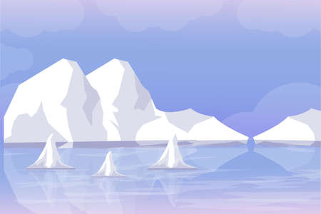 melted glaciers, chunks of glaciers because of global warming. background illustration vectorのイラスト素材