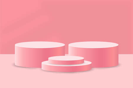 3d pink cylinder podium abstract backgroundのイラスト素材