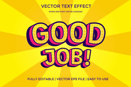 good job cartoon vector text effect editableのイラスト素材
