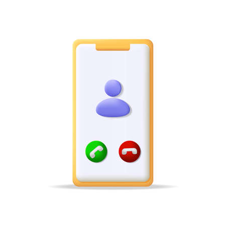 3d object smartphone incoming phone call icon. incoming call 3d icon, 3d phone vectorのイラスト素材