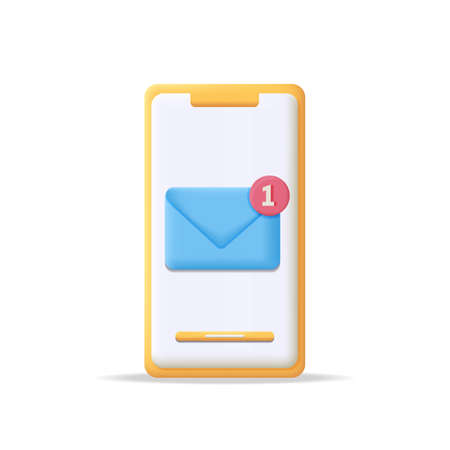 3d email notification smartphone icon. 3d mobile app interface iconのイラスト素材