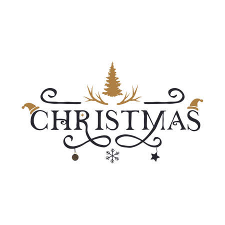 hand lettering christmas craft design vector. isolated designのイラスト素材