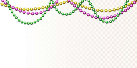 mardi gras beads. mardi gras decoration. isolated on transparent background. vector design illustrationのイラスト素材