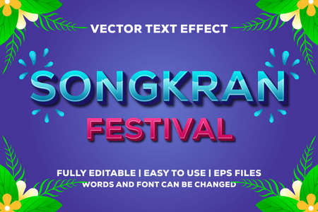 songkran festival vector text effect fully editableのイラスト素材