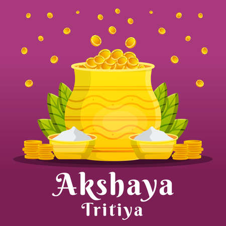 flat design akshaya tritiya illustrationのイラスト素材