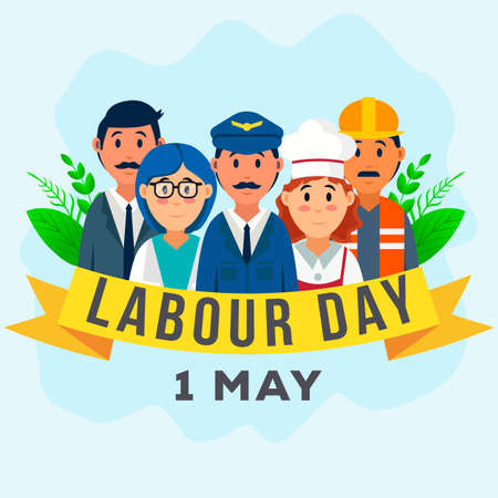 labour day on 1 may illustration design with A Group Of People Of Different Professionsのイラスト素材
