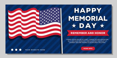 flat memorial day horizontal banner templateのイラスト素材