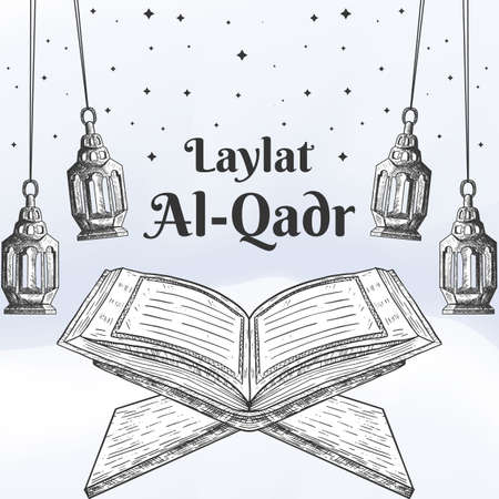 hand drawn laylat al-qadr illustration designのイラスト素材
