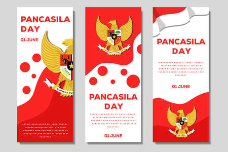 Pancasila day vertical poster banner illustration template setのイラスト素材