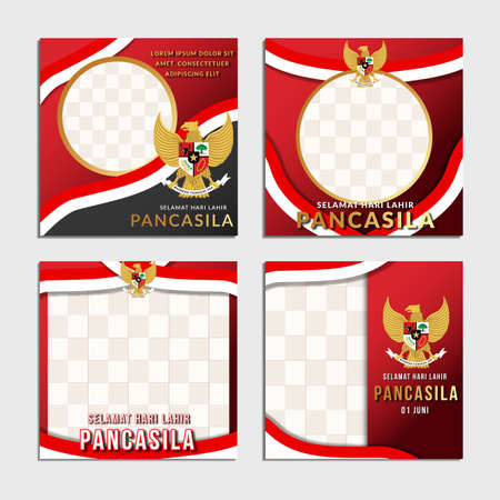 media social photo profile template for pancasila dayのイラスト素材