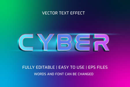 cyber text effect 3d fully editableのイラスト素材