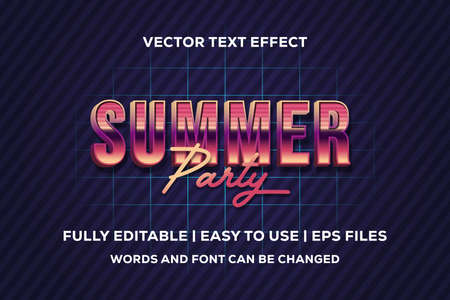 summer party text effect with 80s styles fully editableのイラスト素材