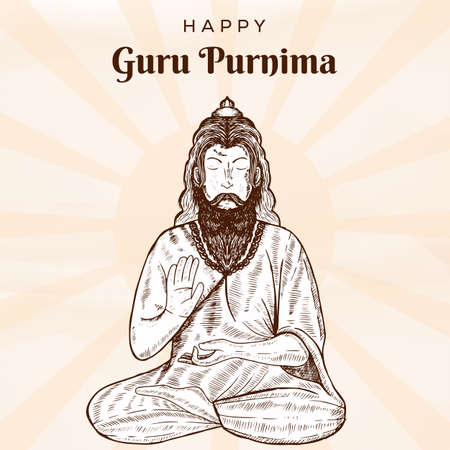 hand drawn guru purnima illustrationのイラスト素材
