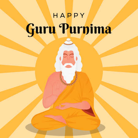 flat guru purnima illustration designのイラスト素材