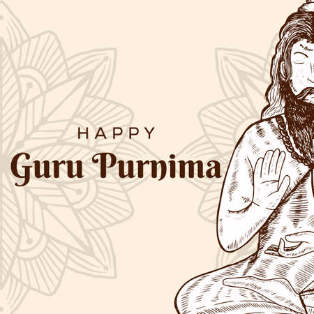 happy guru purnima hand drawn illustrationのイラスト素材