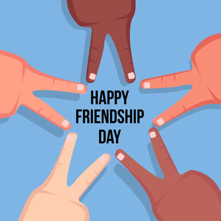 friendship day illustration with fingers make star shapeのイラスト素材