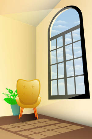 living room on the corner at the afternoonのイラスト素材