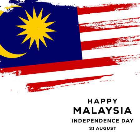 malaysia independence day with brush stroke malaysian flagのイラスト素材