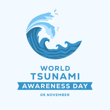world tsunami awareness day illustration in flat designのイラスト素材