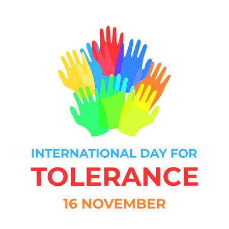 international day for tolerance with hands colorfulのイラスト素材