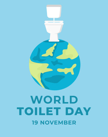 flat design world toilet day vertical banner illustrationのイラスト素材
