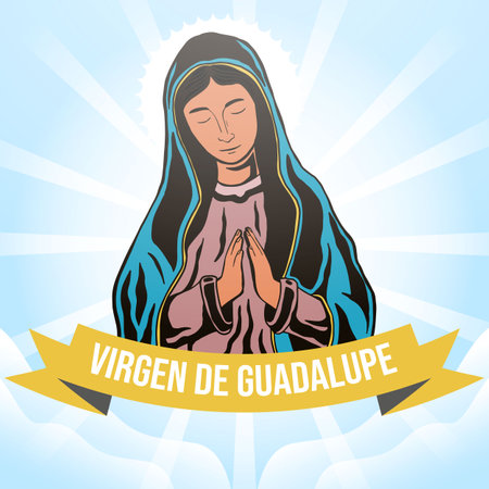 virgen de guadalupe hand drawn illustrationのイラスト素材