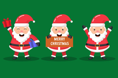 cute santa claus characters collection in flat designのイラスト素材
